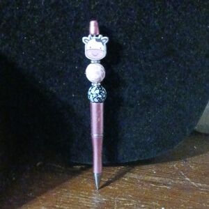 Pink Novelty Pen with Cow Design